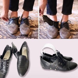 Freda Salvador Black Studded Leather Oxford Loafer CHANGE Shoes Size 6 US